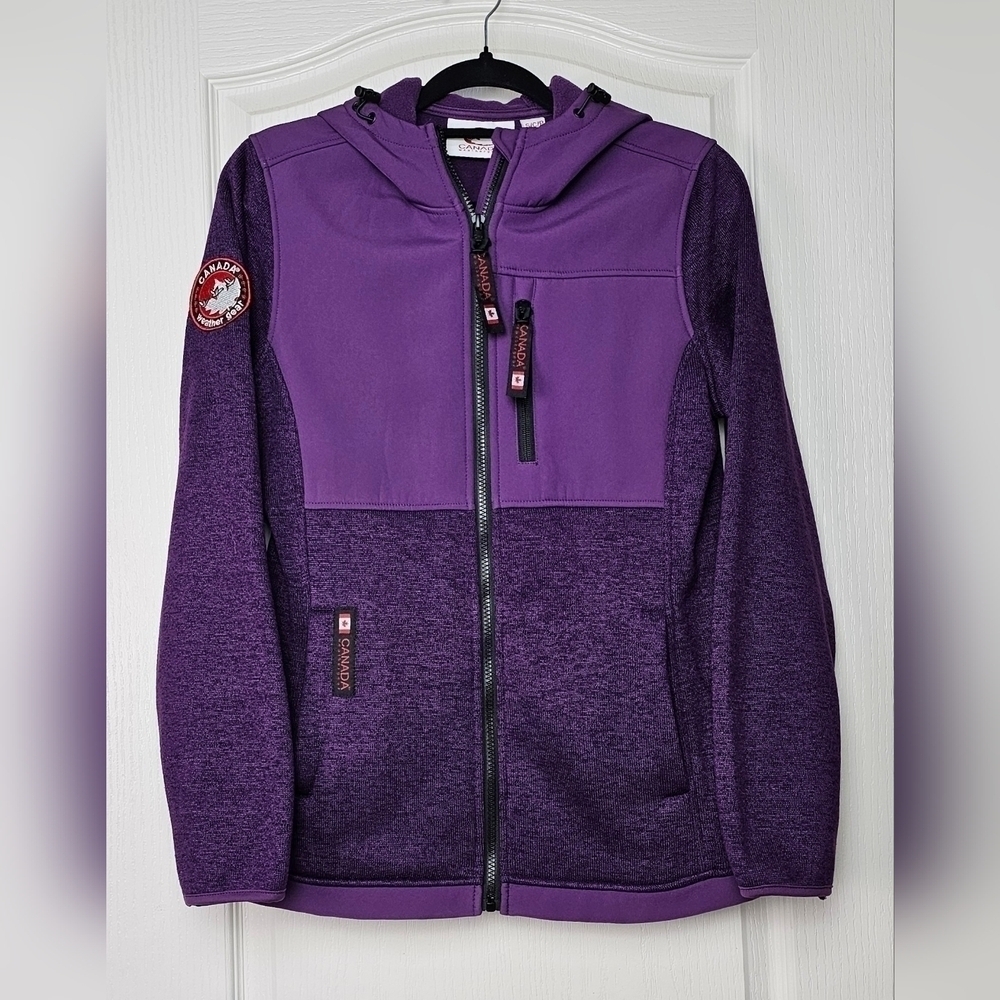 CANADA WEATHERGEAR Women’s Lightweight Sweater Fleece Sweatshirt Jacket Purple S - Picture 2 of 9